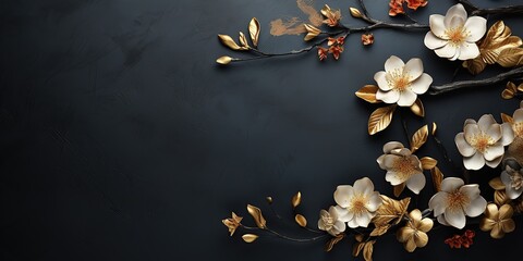 golden leafy floral background