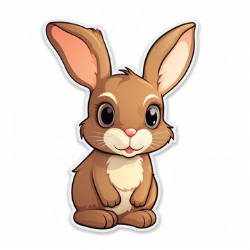 A rabbit animal cartoon sticker isolated on a whi