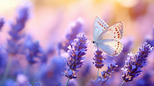 A serene butterfly on lavender flowers showcasing tranquility and natural beauty for wellness and gardening industries