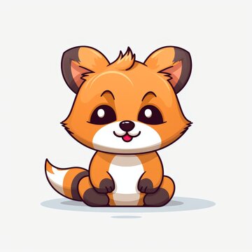 flat logo of vector cute animal cartoon vector mascot logo cute