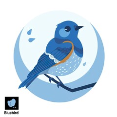 Obraz premium flat vector logo of animal Bluebird Vector image, White Background