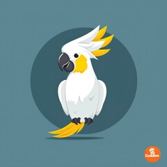 flat vector logo of animal Cockatoo Vector image, White Background