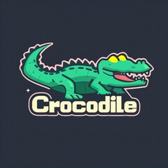 flat vector logo of animal Crocodile Vector image, White Background