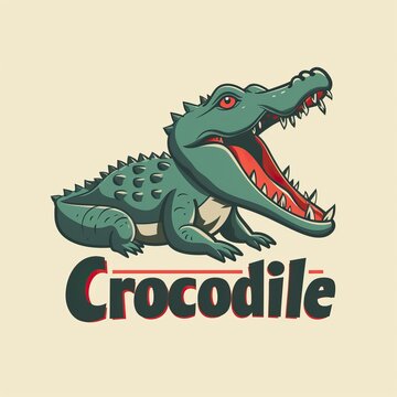 flat vector logo of animal Crocodile Vector image, White Background