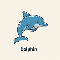 flat vector logo of animal Dolphin Vector image, White Background