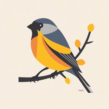 flat vector logo of animal Finch Vector image, White Background