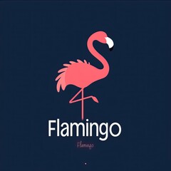 flat vector logo of animal Flamingo Vector image, White Background