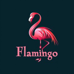 flat vector logo of animal Flamingo Vector image, White Background