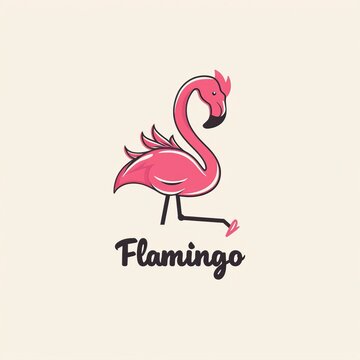 flat vector logo of animal Flamingo Vector image, White Background