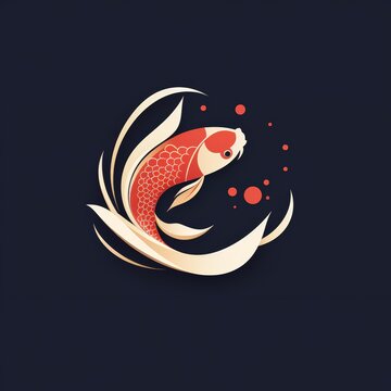 Flat logo vector logo of koi fish flat koi fish logo for a spa and wellness center, capturing tranquility and balance