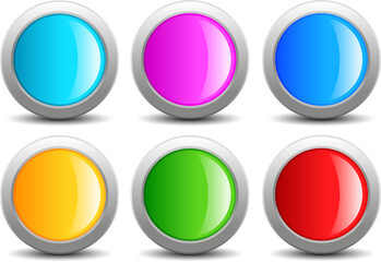 Color shiny buttons set, web design glass elements