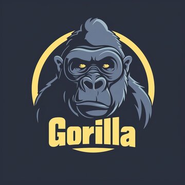 flat vector logo of animal Gorilla Vector image, White Background