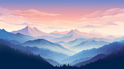 Majestic mountains, panoramic peaks PPT background
