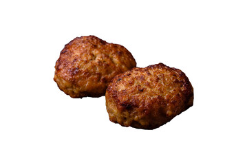 Delicious fresh fried minced fish cutlets with spices and herbs