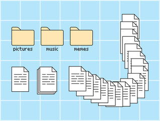 Trendy Y2k Icons Of Folders And Documents Set. Old Computer Aesthetic, Retro User Interface Nostalgic Buttons