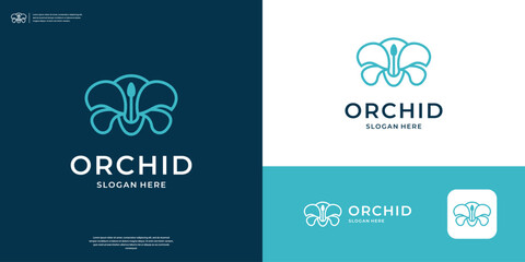Beauty orchid flower logo design template © kiarev