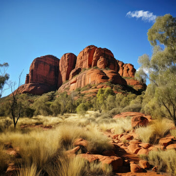 Iconic Outback of Australia showcasing Kata Tjuta rock formations in a serene and untouched desert landscape perfect for travel and exploration