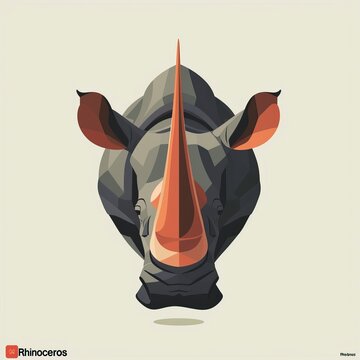 flat vector logo of animal Rhinoceros Vector image, White Background
