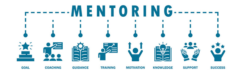 Mentoring banner web icon vector illustration concept with icon of goals, coaching, guidance,...