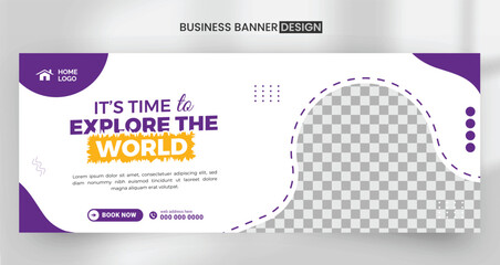 Abstract creative social media facebook cover web banner design for travel company, agency, tour, nature Facebook cover design, corporate business cover layout