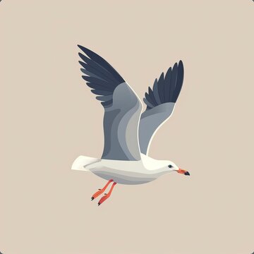 flat vector logo of animal Seagull Vector image, White Background