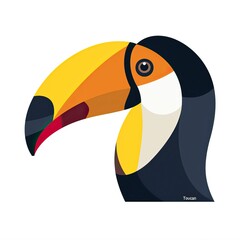 flat vector logo of animal Toucan Vector image, White Background