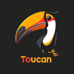 flat vector logo of animal Toucan Vector image, White Background