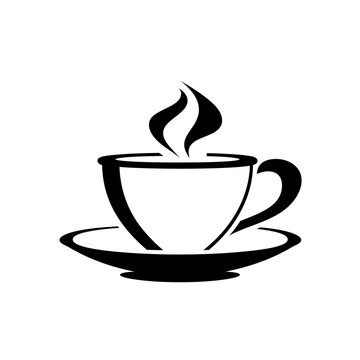 a black and white logo of a cup of coffee