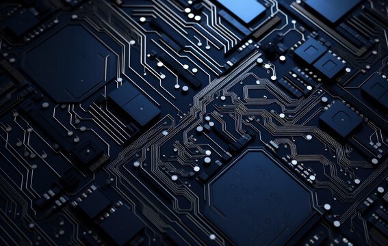 Technology background abstract concept with chip and motherboard blue color. Generate AI image