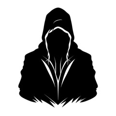 a silhouette of a person wearing a hoodie - obrazy, fototapety, plakaty