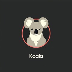 flat vector logo of animal Koala Vector image, White Background