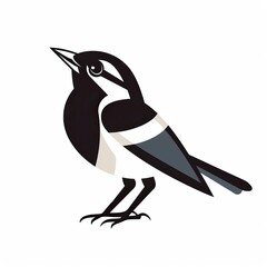 flat vector logo of animal Magpie Vector image, White Background