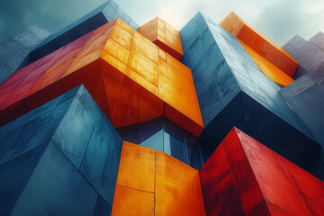 An abstract geometric background, featuring intersecting lines and shapes in harmonious balance, representing precision and mathematical beauty. Concept of geometric symmetry. Generative Ai.