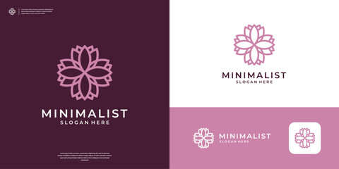Ornament flower logo design vector template
