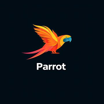 flat vector logo of animal Parrot Vector image, White Background