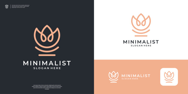Minimalist flower logo with yoga symbol vector illustration
