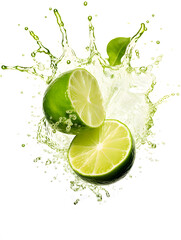 a limes with water splashing