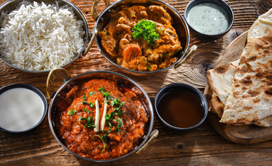 Hot madras paneer and vegetable masala with rice