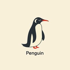 Obraz premium flat vector logo of animal Penguin Vector image, White Background