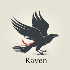 flat vector logo of animal Raven Vector image, White Background