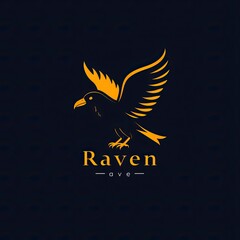 flat vector logo of animal Raven Vector image, White Background