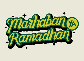 Marhaban ya Ramadan hand lettering text design