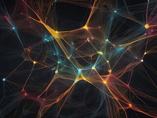 Abstract technology background with connecting dots and lines 3D Rendering Abstract polygonal science background