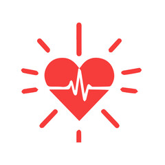 heart beat pulse flat icon for medical