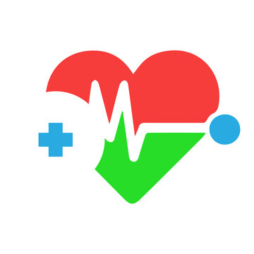heart beat pulse flat icon for medical