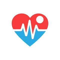 heart beat pulse flat icon for medical