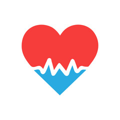 heart beat pulse flat icon for medical