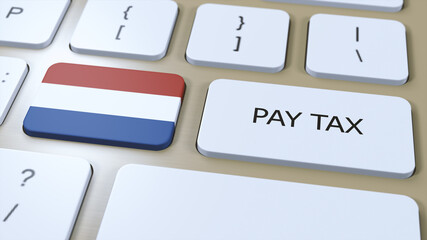 Netherlands' Country Pay Tax 3D Illustration. National Flag - obrazy, fototapety, plakaty