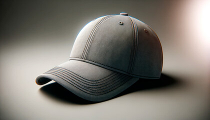 Elegant grey cap with subtle stitching details on a soft gradient background. Fashion accessory. Generative AI