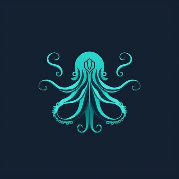 flat vector logo of animal octopus intricate flat octopus logo for a tech company, emphasizing adaptability